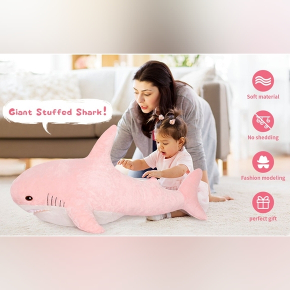 Morimos 32" Pink Shark Pillow Plush. Brand New With Tags. - Picture 4 of 12